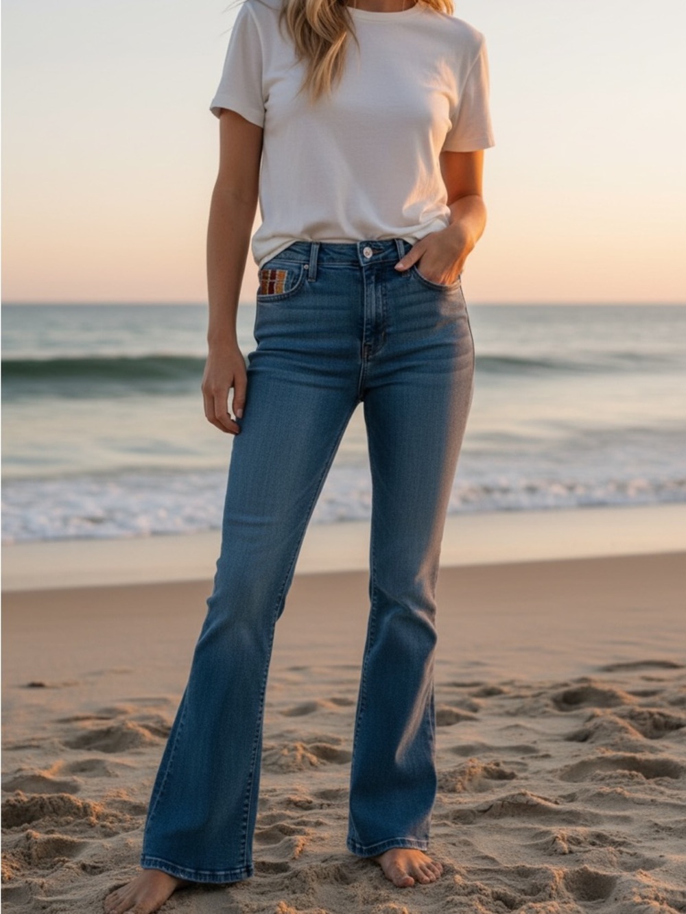 DRIFTWOOD Farrah Embroidered Flare Jeans. NWT. 28x32 - Picture 2 of 8